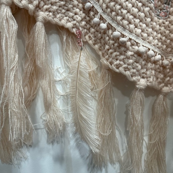 Soft Knit Poncho with Star Decor & Feather Tassels - Picture 7 of 14